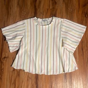 WALTER BAKER cream stripe flutter sleeve top size L